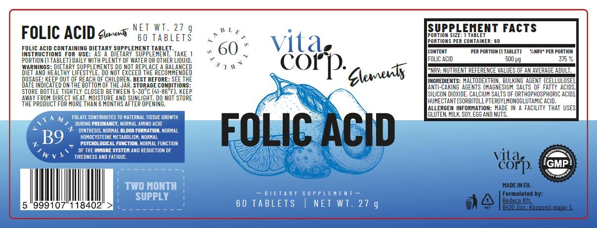 Folna kislina 500 mcg - 60 tablet
