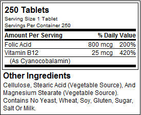 Folna kislina 800 mcg - 250 tablet
