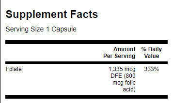 Folna kislina 800 mcg - 250 kapsul