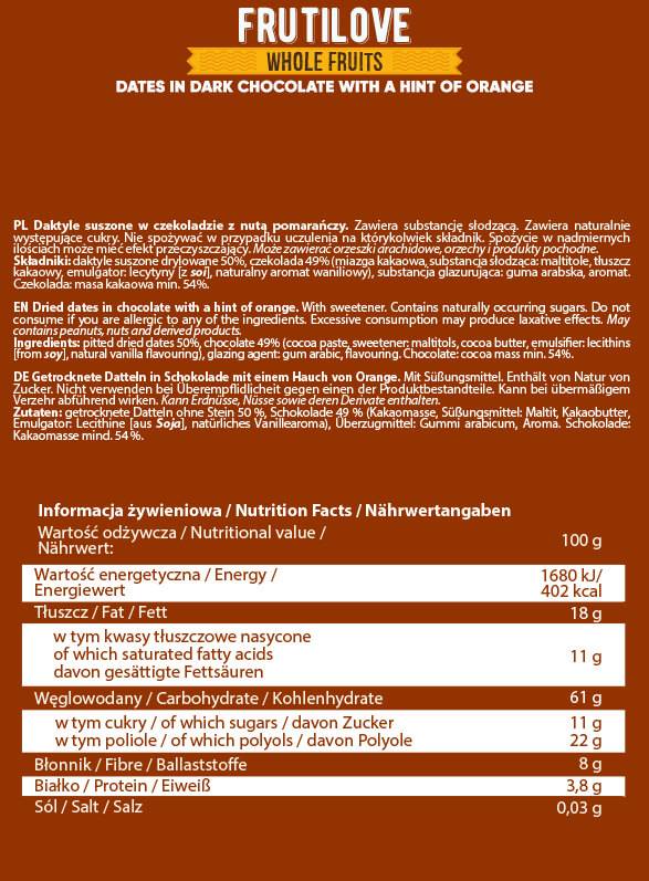 Frutilove | Datumi v temni čokoladi in oranžni 300 grami