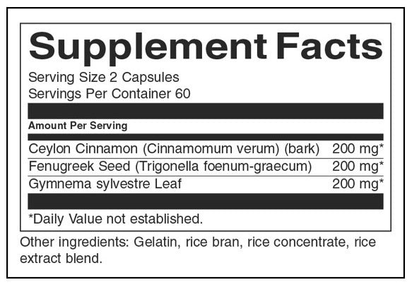 Cimet s polnim spektrom, Fenugreek & Gymnema - 120 kapsul