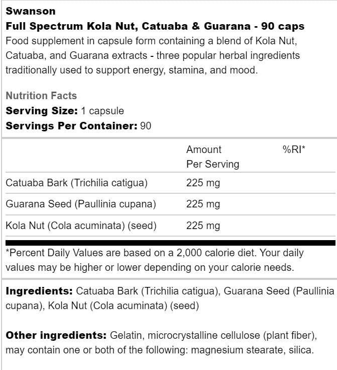 Kola matica, Catuaba in Guarana 90 kapsule celotnega spektra