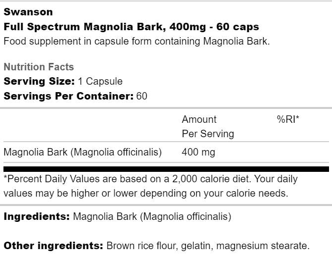Celoten spekter magnolia lubje 400 mg 60 kapsul