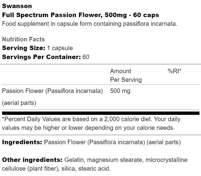 Celoten spekter Passion Cvet 500 mg 60 kapsul