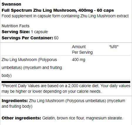 Celoten spekter zhu ling goba 400 mg 60 kapsul