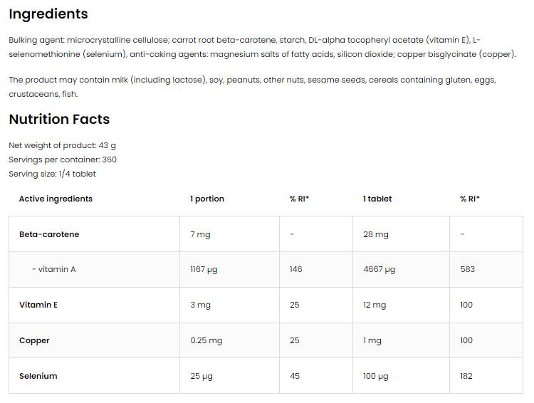 Beta-karoten 28 90 tablet
