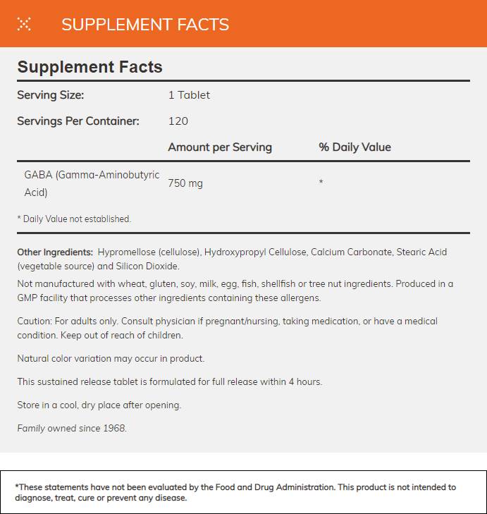 GABA 750 mg / trajno sproščanje - 120 tablet