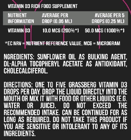 Grassberg Vitamin D3 kapljice 400 iu 50 ml