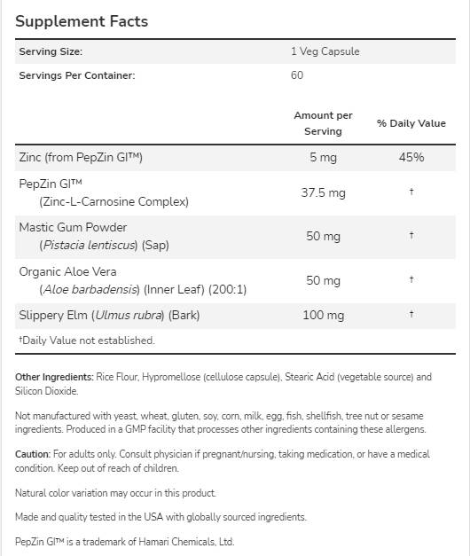 Gastro Comfort ™ s Pepzin Gi ™ - 60 kapsul