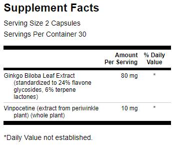 Ginkgo z vinpocetinom (standardizirano) 40 mg - 60 kapsul