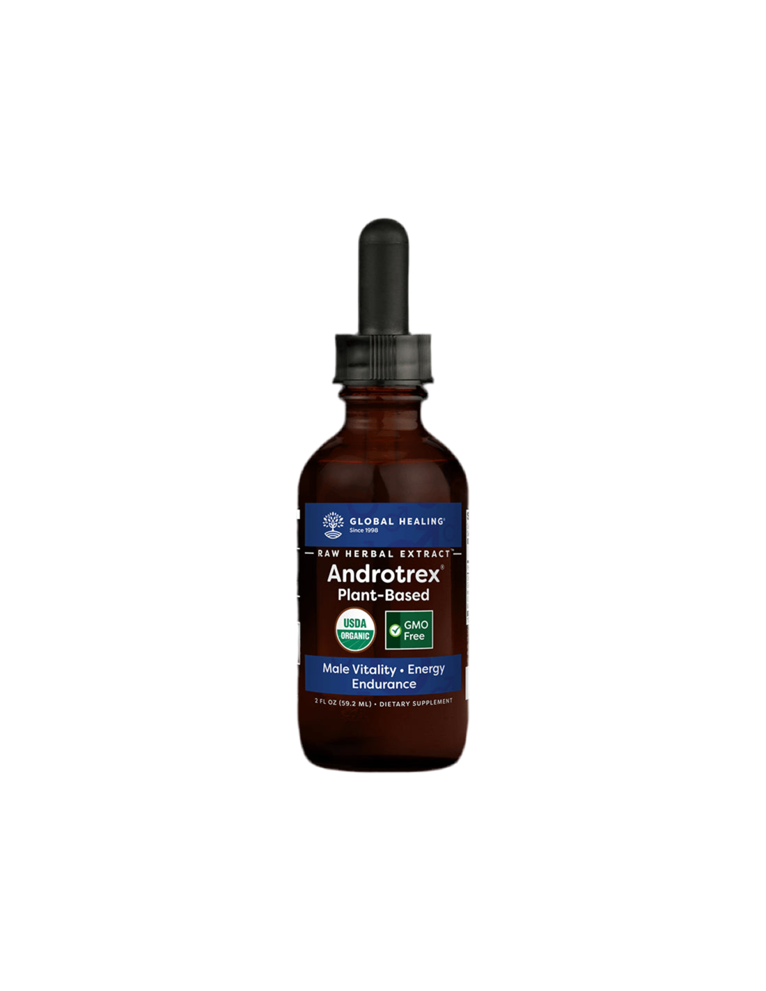 Androtrex® surovi zeliščni ekstrakt / zeliščna mešanica za moško hormonsko ravnovesje, 59,2 ml globalnega zdravljenja