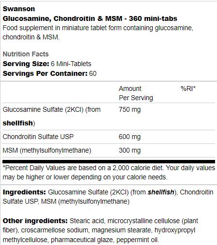 Glukozamin, hondroitin in MSM | Mini tablete - 360 tablet