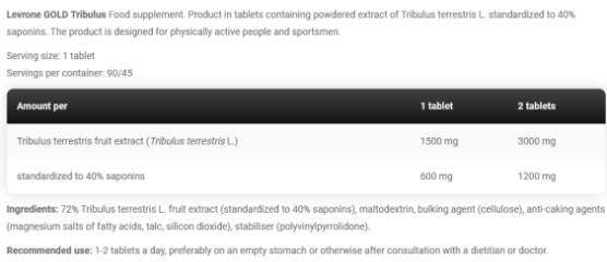 Zlati tribulus 1500 mg - 90 tablet