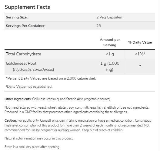 Goldenseal korenina 500 mg - 50 kapsul