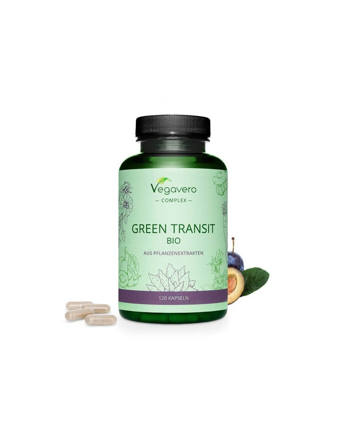 Green Transit Bio/ Zeliščna formula za dobro prebavo, 120 <tc>Vegavero</tc> kapsule
