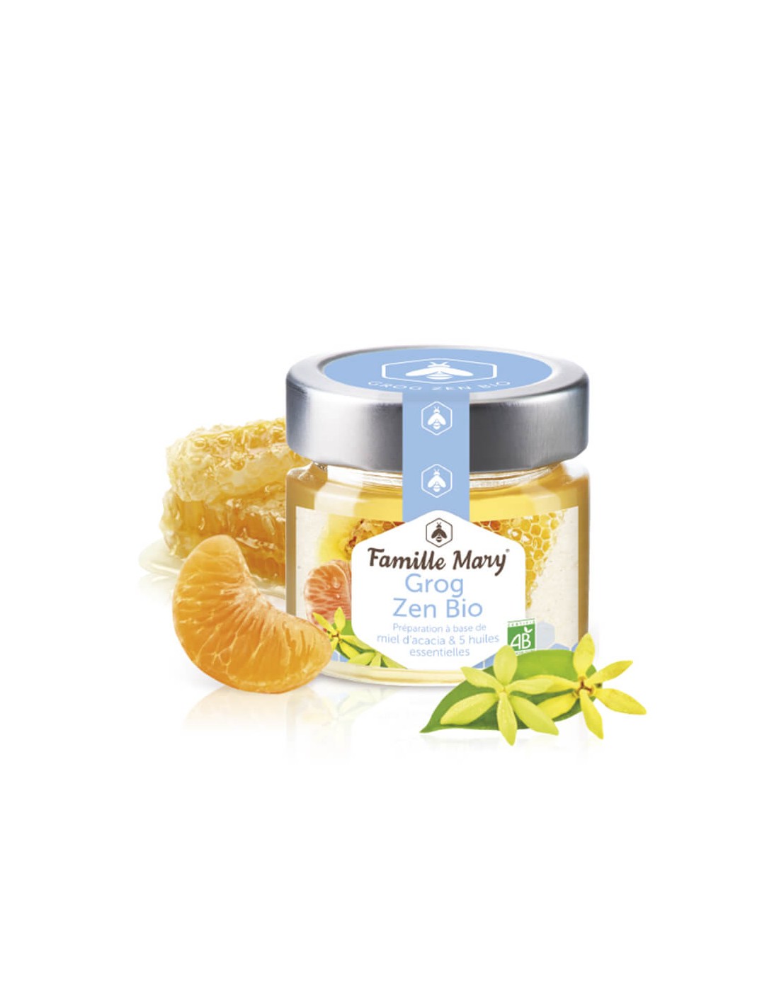 Grog Zen Bio / Grog za živčni sistem Acacia Honey in 5 eteričnih olj, 100 g Famille Mary