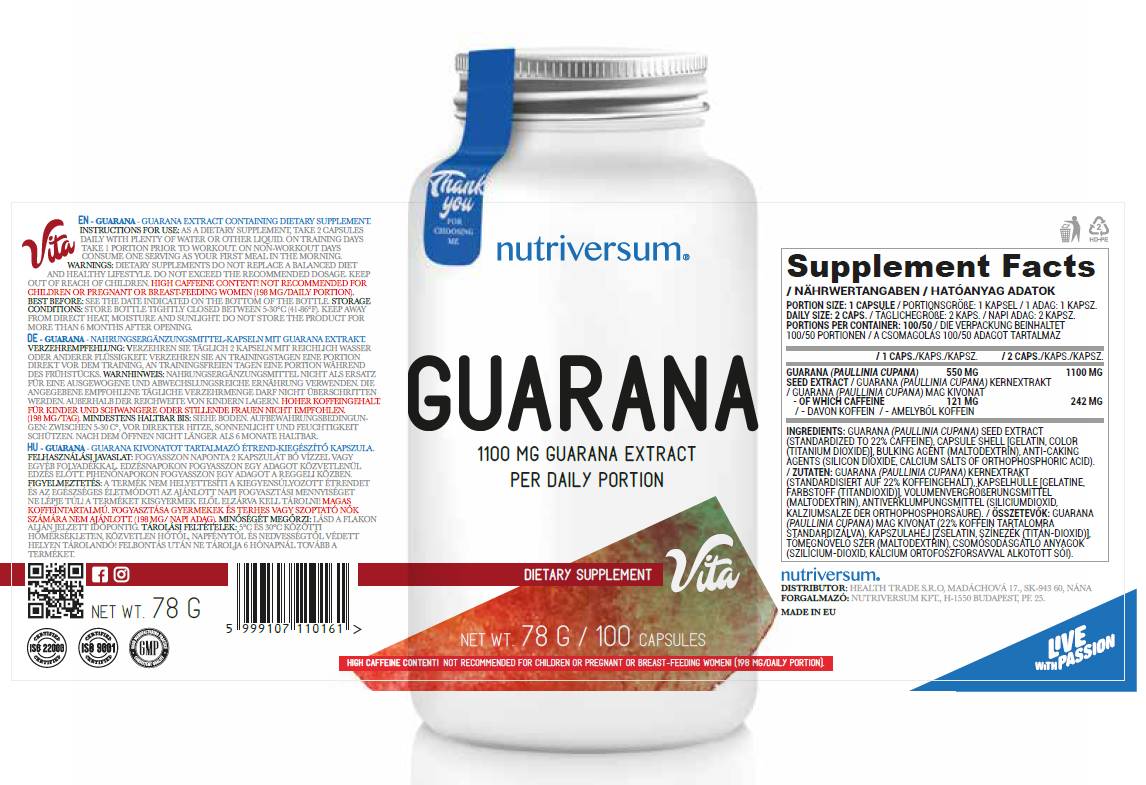 Guarana ekstrakt 550 mg 100 kapsul