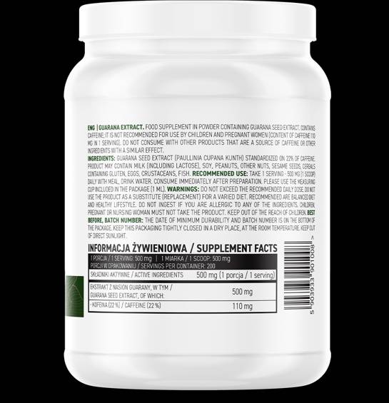 Guarana ekstrakt v prahu 100 gramov