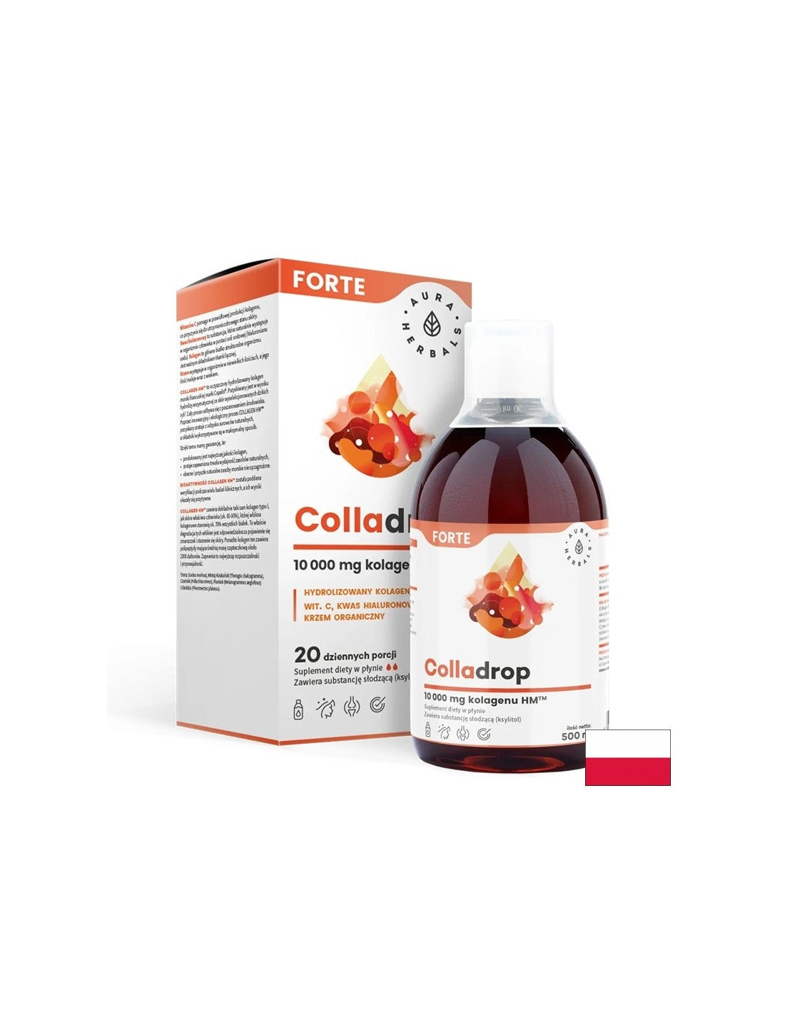 Lasje, koža in nohti - kolagen Forte HM ™ (s hialuronsko kislino, vitaminom C in silicijem), 500 ml