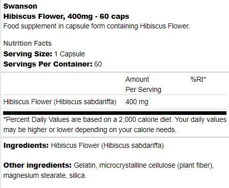 Hibiskus cvet 400 mg 60 kapsul