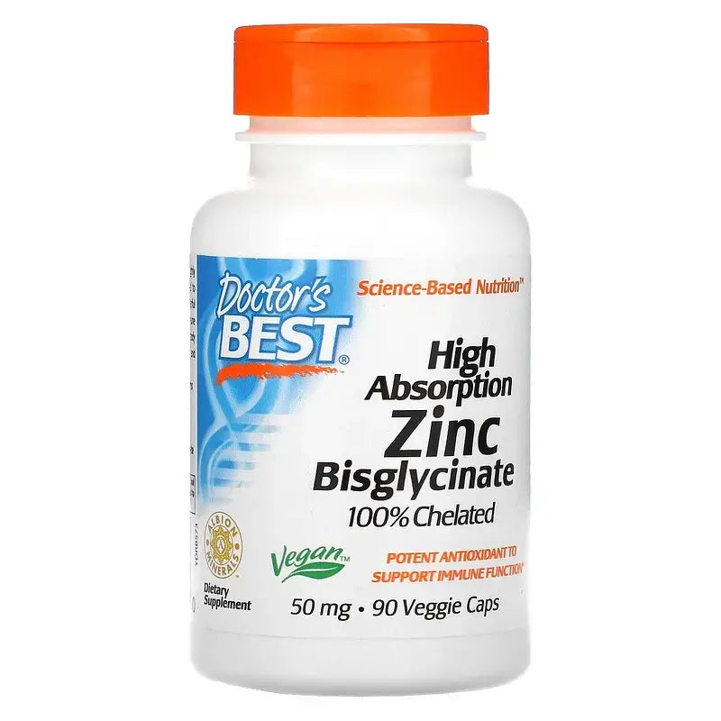 Visoka absorpcija cinkovega bisglicinata 50 mg, tablete x 90, <tc>Doctor's Best</tc>