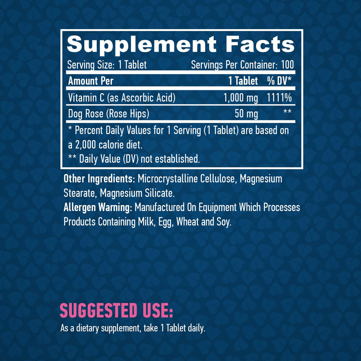 Visok potencial vitamin C 1.000 mg z vrtnimi boki 100 jezičkov.