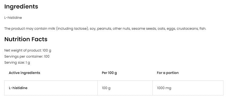 Histidin v prahu 100 gramov