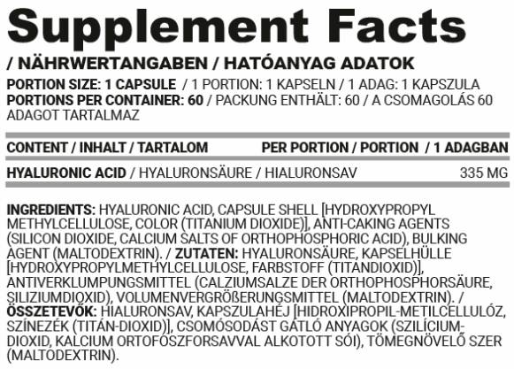 Hialuronske kapice | Hialuronska kislina 335 mg - 60 kapsul
