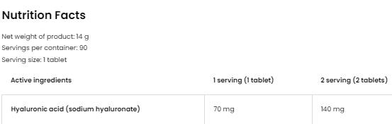 Hialuronska kislina 70 mg 90 tablet
