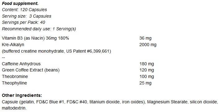 Hyper Kre -Alkalyn Pre / s kofeinom - 120 kapsul