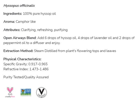 Hyssop olje | 100% čisti Hyssopus officinalis - 30 ml