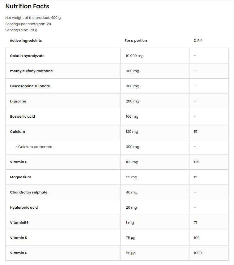 Flex regen | Kolagen + glukozamin, hondroitin, MSM, hialuronska kislina 400 gramov
