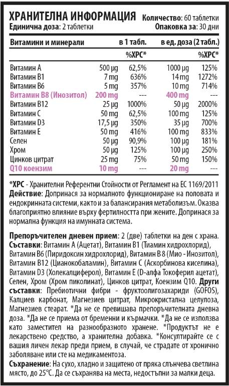 Inovit 365 | Multivitamini in minerali za ženske s koencimom Q10 - 60 tablet