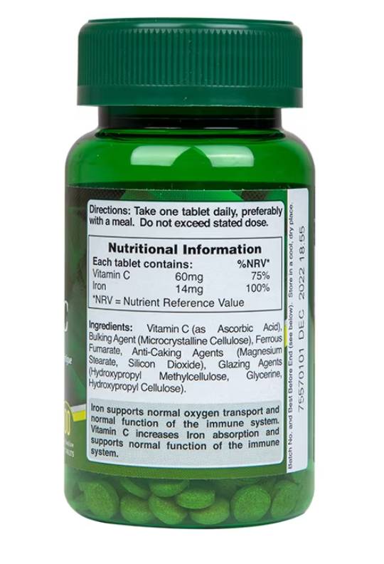 Železo 14 mg in vitamin C 60 mg - 100 tablet