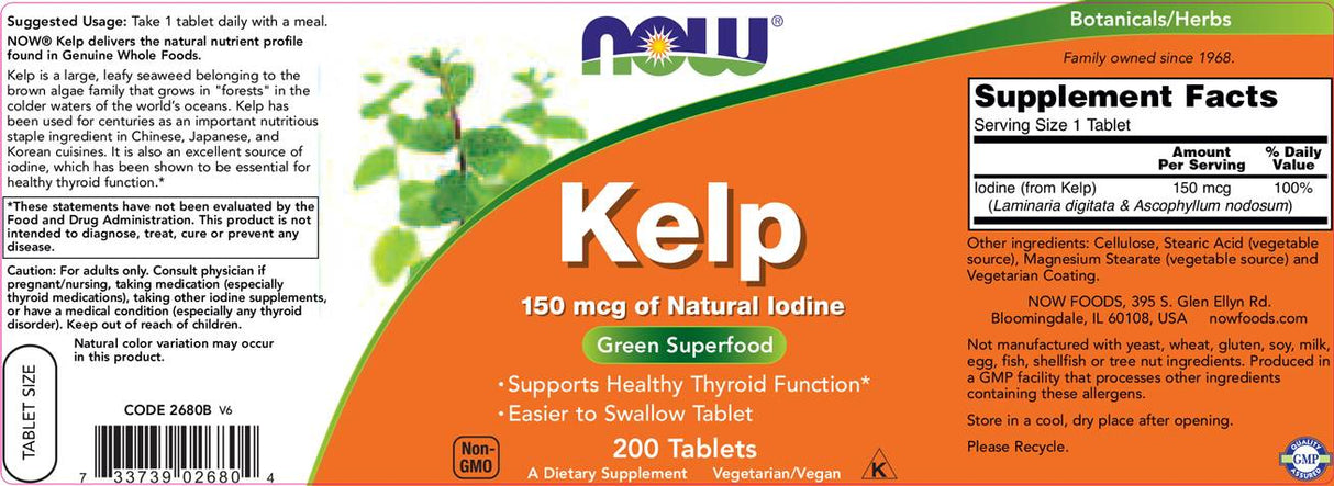 Kelp 150 mcg naravnega joda - 200 tablet
