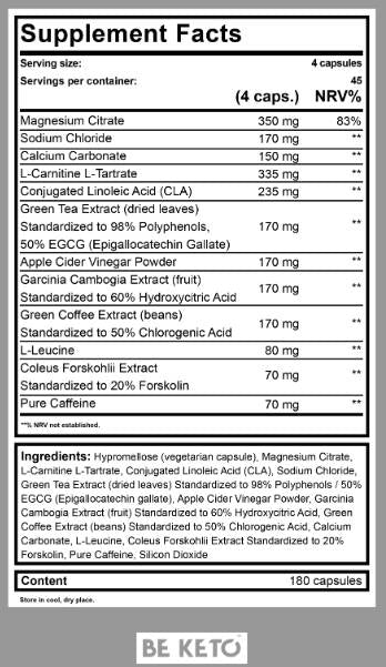 Keto Burn + kofein - 180 kapsul