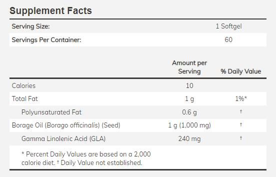 Borage olje 1000 mg - 60 gel kapsul