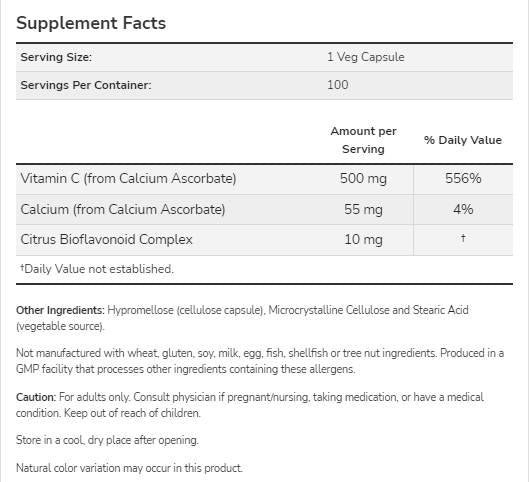 Vitamin C-500 | Kapsule kalcijevega askorbata -C - 250