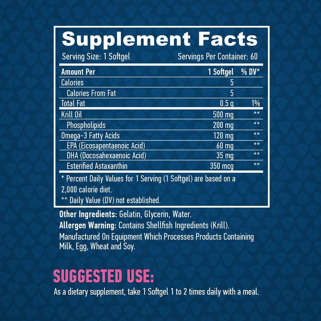 Krilovo olje 500mg / 60 softgelov.