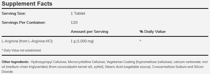 L -arginin 1000 mg / dvojna trdnost - 120 tablet