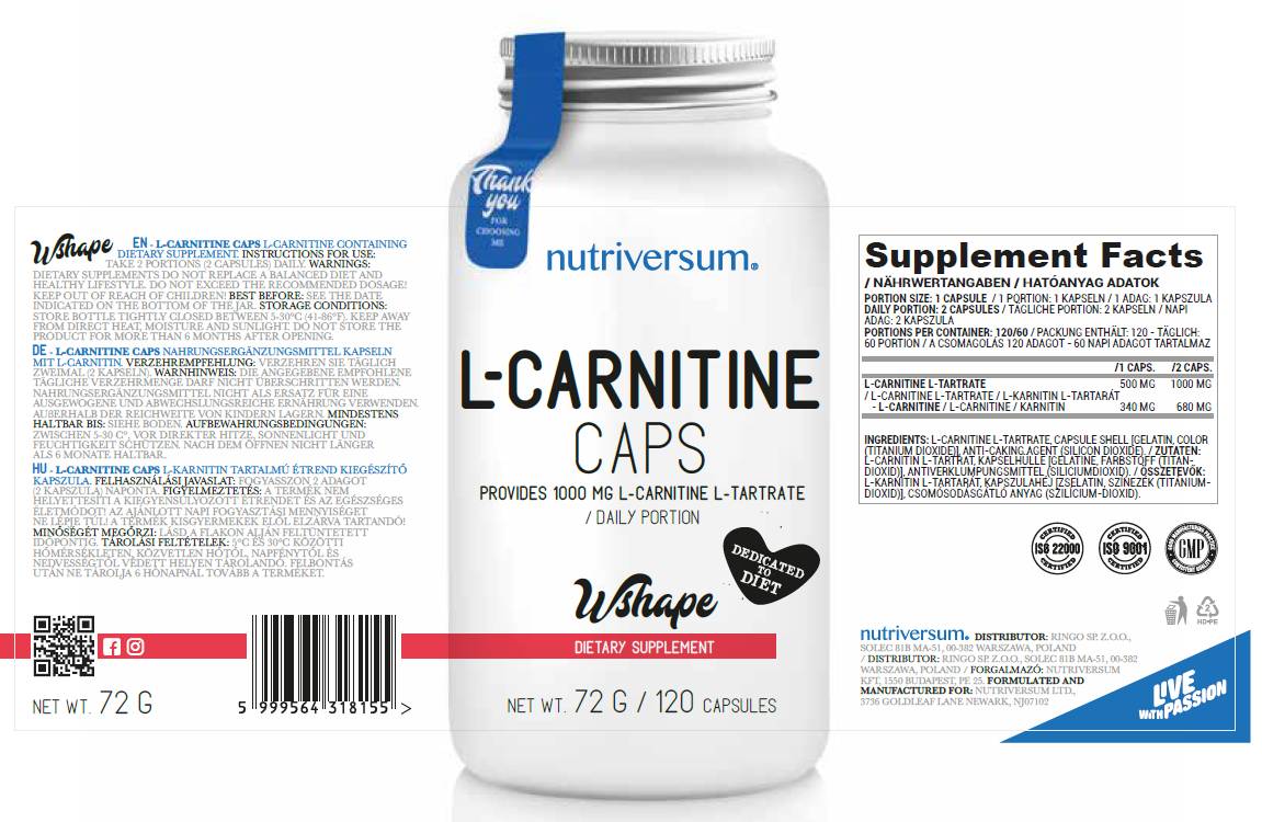 L-karnitin kapice 500 mg 120 kapsul