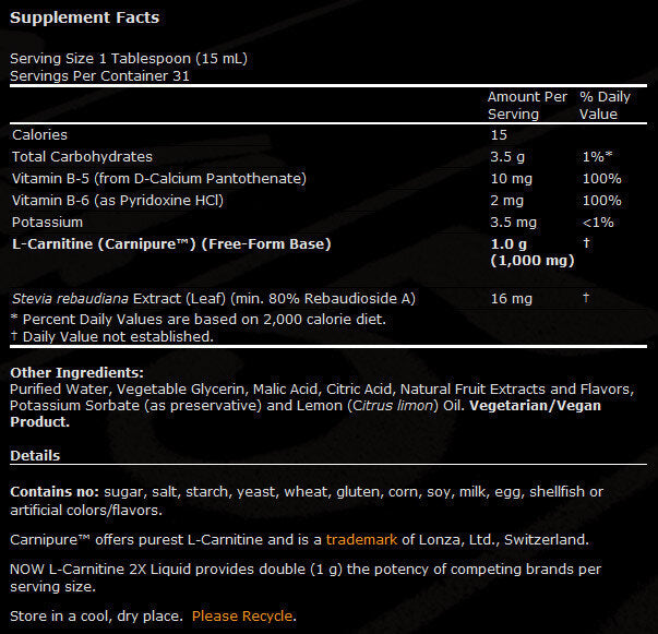 L -karnitin tekočina 1000 mg - 473 ml