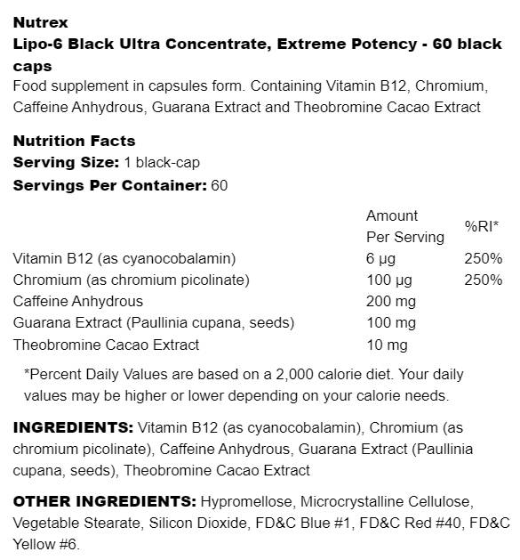 Lipo-6 Črni Ultra koncentrat | Ekstremna moč 60 kapsul