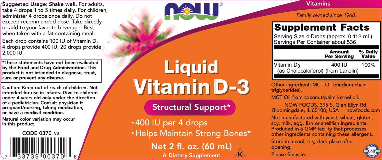 Tekoči vitamin D -3 /100 iu na padec - 60 ml