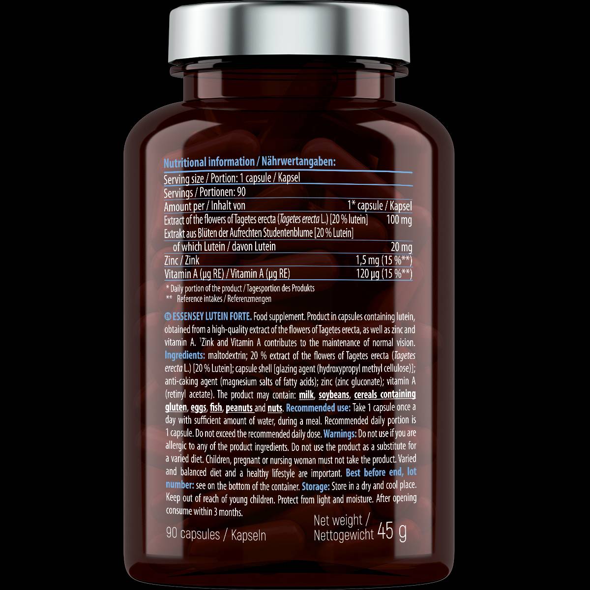 Lutein Forte 20 mg | z cinkom in vitaminom A - 90 kapsul