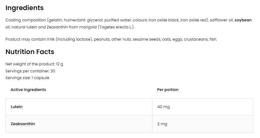 Lutein Forte / z zeaksantinom - 30 gel kapsul