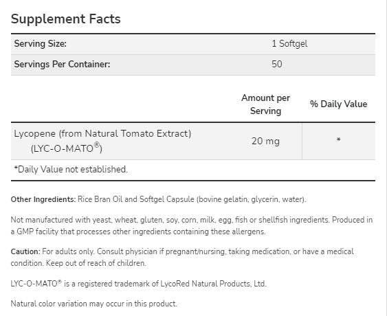 Lycopen 20 mg | LYC-O-Mato®-50 gel kapsul