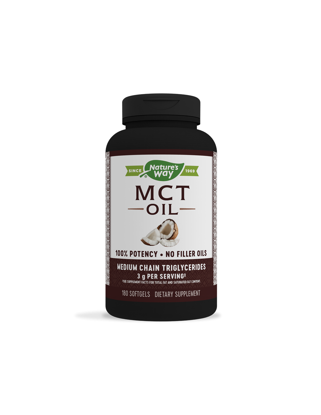 MCT olje / trigliceridi srednje verige iz kokosovega olja x 180 SoftGels Nature's Way