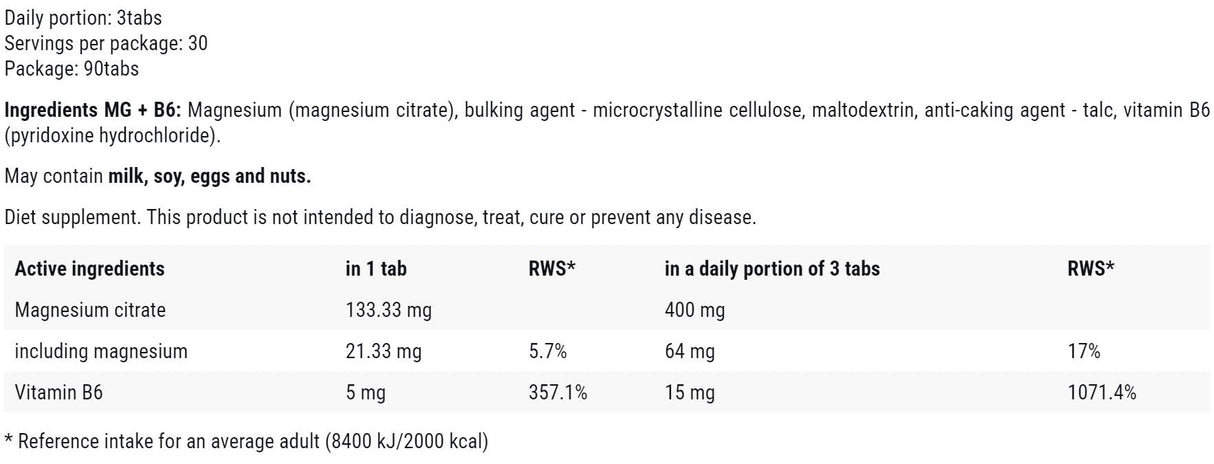MG + B6 400 mg | Magnezijev citrat + B6 - 90 tablet