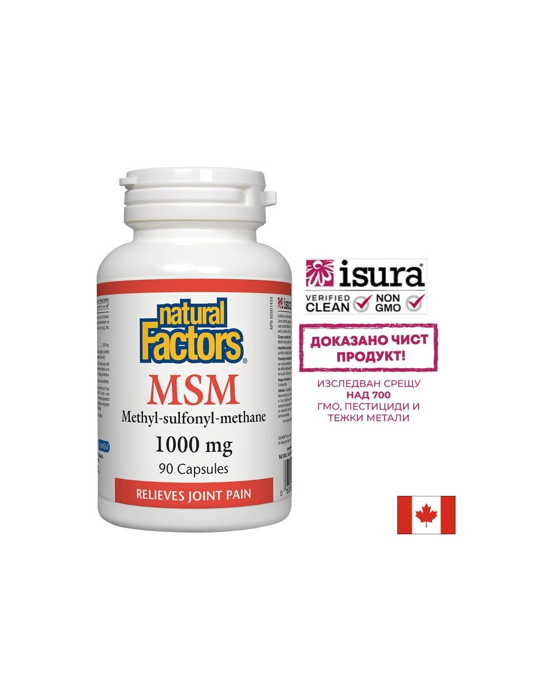 MSM - metil-sulfonil-metan 1000 mg x 90 kapsul <tc>Natural Factors</tc>